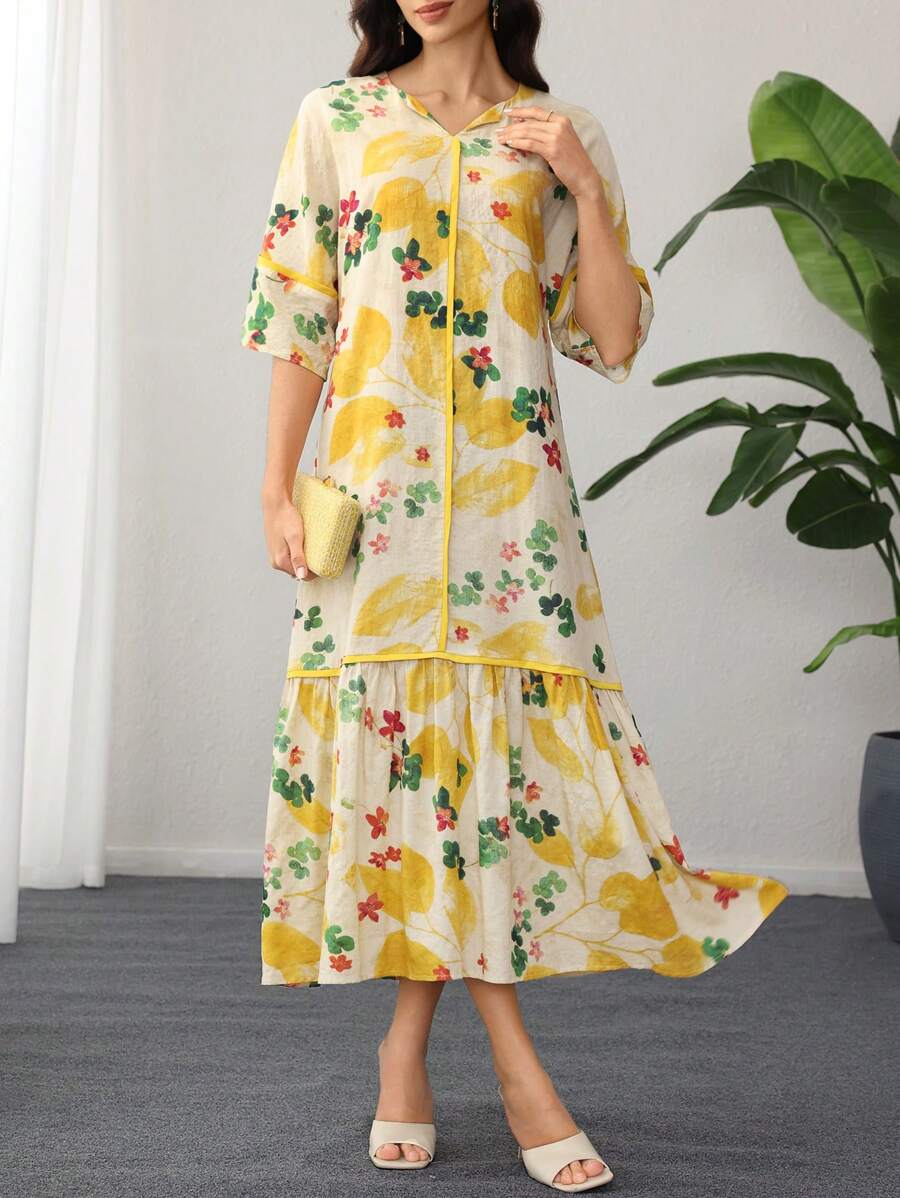 Leah™ | Floral Print Ruffle Dress